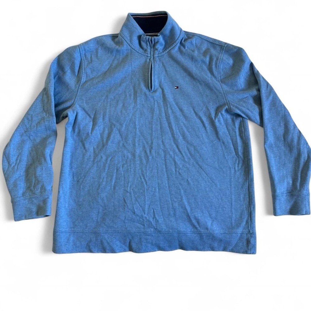 Tommy Hilfiger Quarter-Zip Sweatshirt, Light Blue, Men's Size XXL - Y2K‎ Vintage
